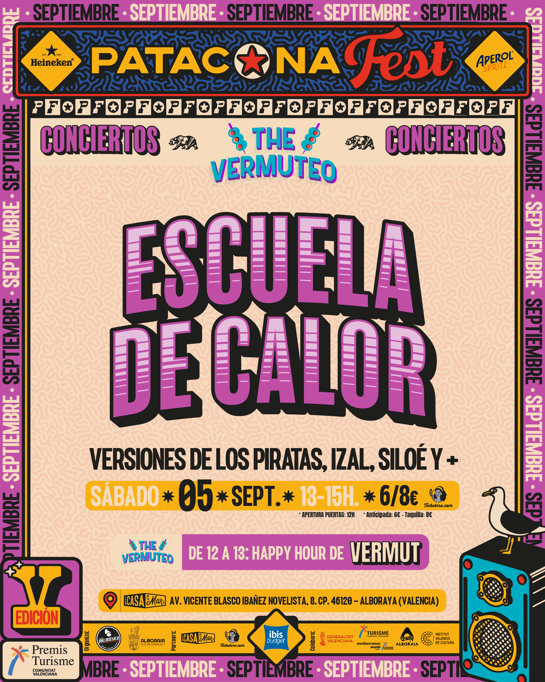 Cartel de ESCUELA DE CALOR:  VERSIONES DE LOS PIRATAS, IZAL, SILOÉ Y MÁS...