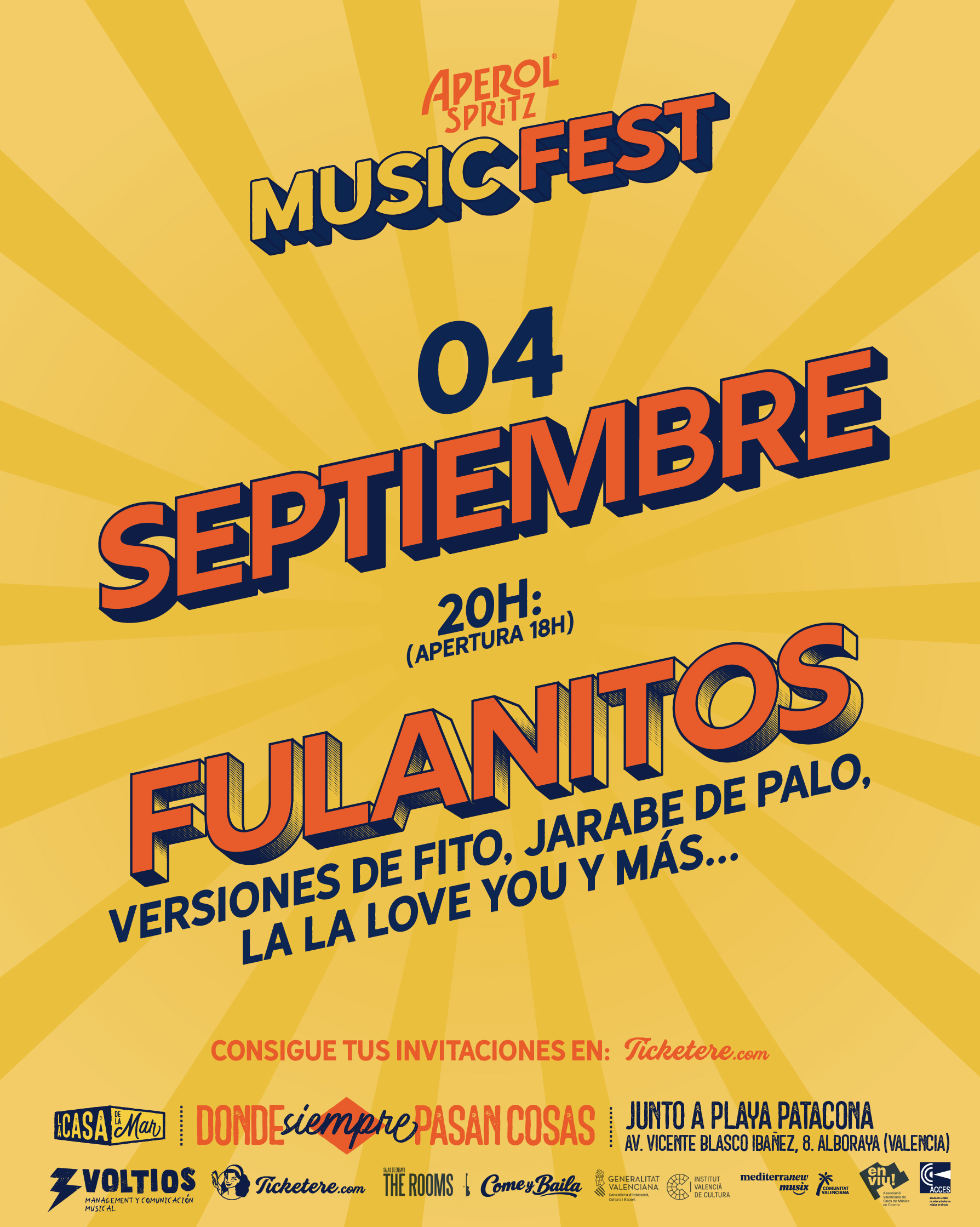 Cartel de FULANITOS: VERSIONES DE FITO, JARABE DE PALO, LA LA LOVE YOU Y MÁS...